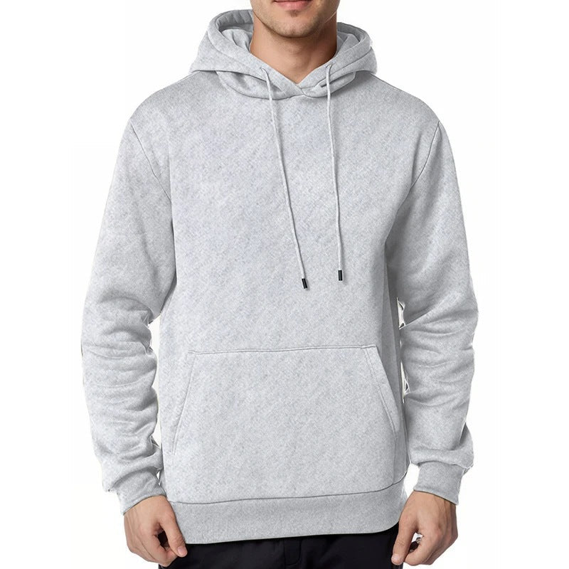Herr Nan Minimalistisk Luvtröja med Mjuk Fleece Foder och Känguruficka