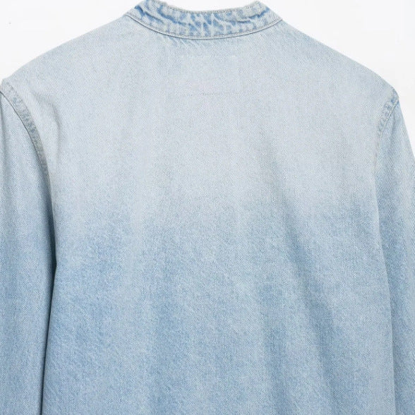 Dam Kort Denimjacka i Military Stil med Dekorativ Cord Application