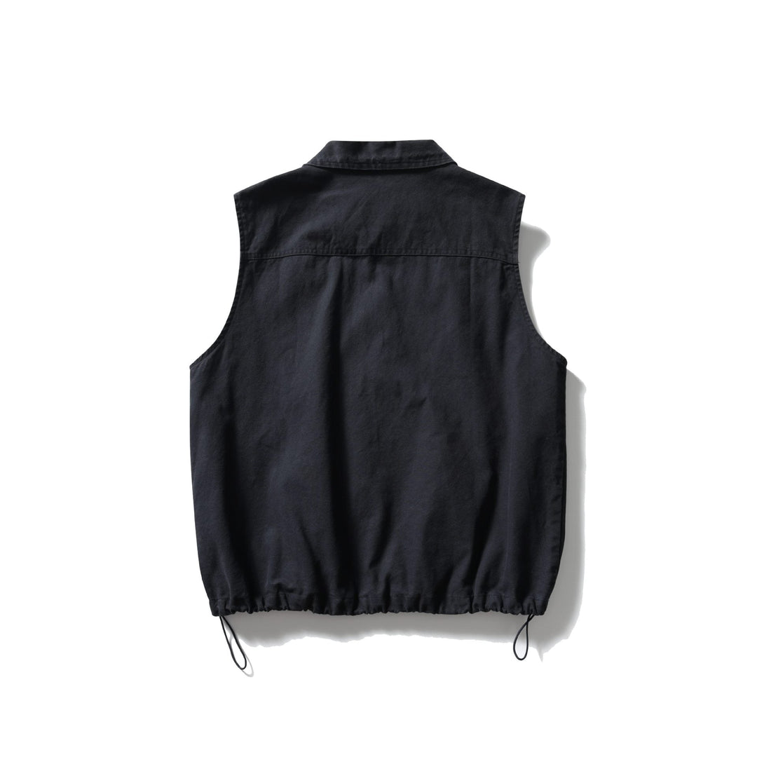 Dam Sleeveless Utility Väst med Skjortkrage, Fåll med Dragsko, och Kangaroo Fickor