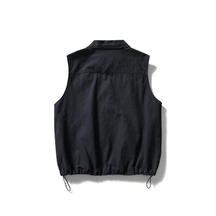 Dam Sleeveless Utility Väst med Skjortkrage, Fåll med Dragsko, och Kangaroo Fickor
