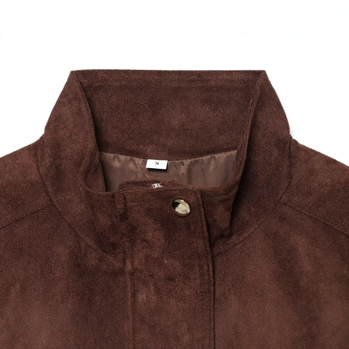 Dam Kort Suede-Look Blouson med Drawstring Waist