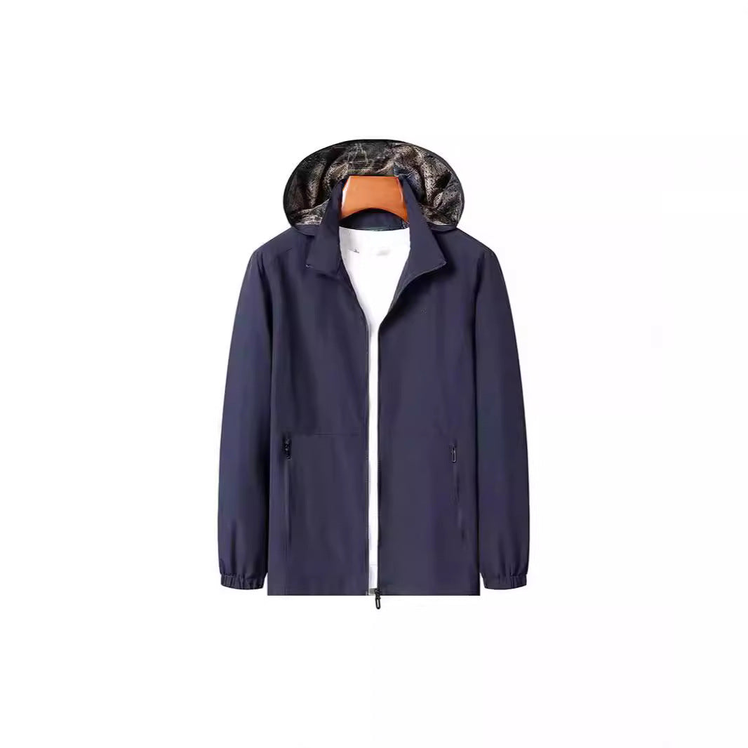 Herr Lätt Wind och Water Resistant Luvtröja Jacka med Kamouflage Foder