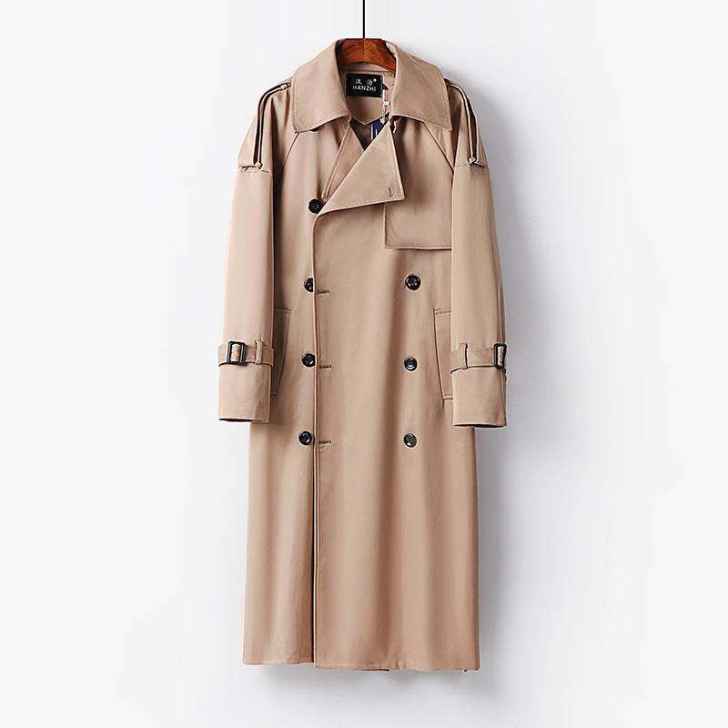 Dam längre Double-breasted trenchcoat med knytband och Epaulettes