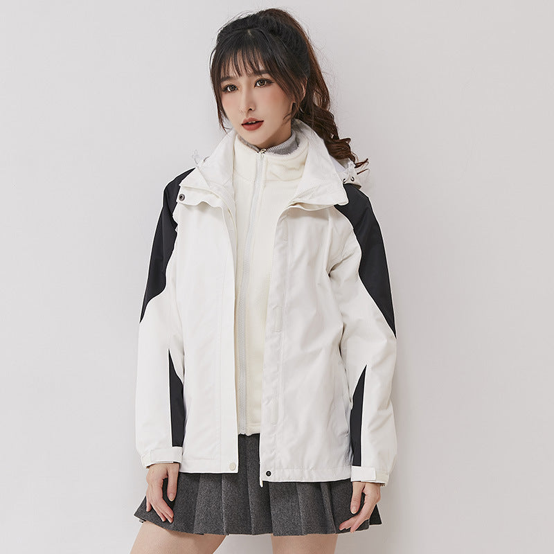 Dam double-layer utomhusjacka med removable fleece inner jacka och vindtät membrane
