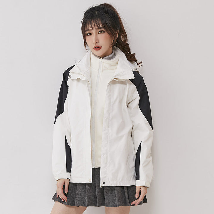 Dam double-layer utomhusjacka med removable fleece inner jacka och vindtät membrane