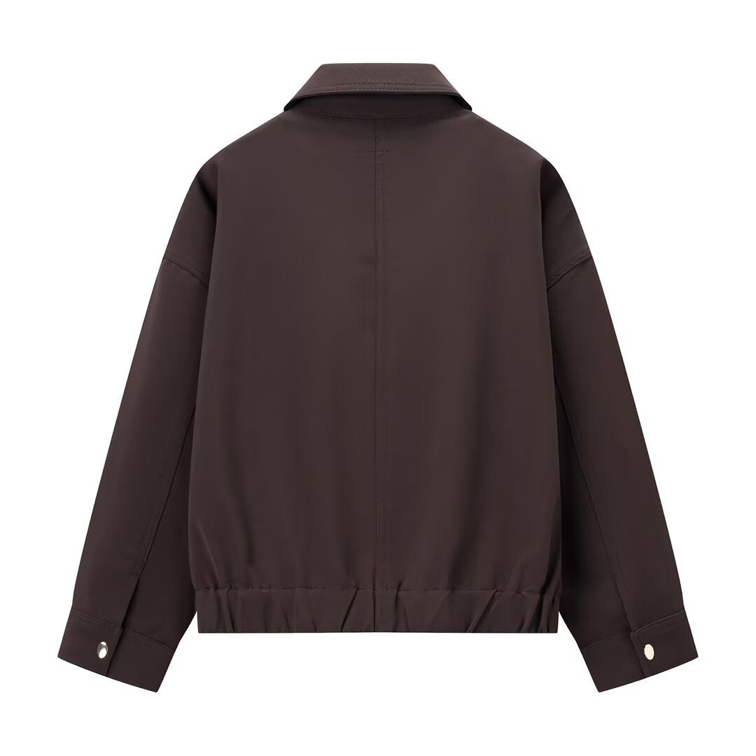 Dam 20+ Hiding Kort Blouson Jacka i Utility Look med Patch Fickor