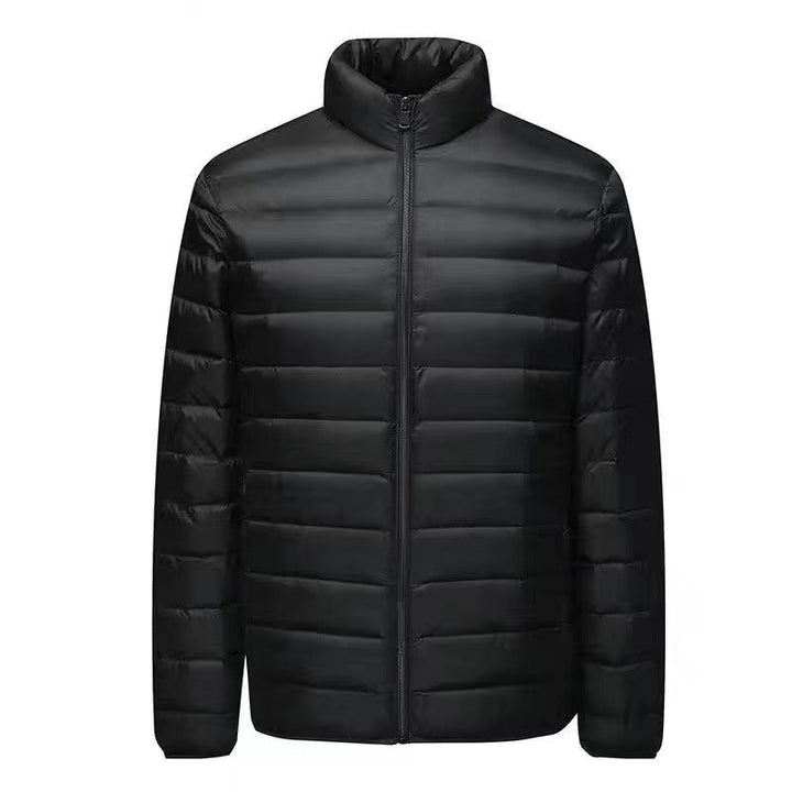 Herr ultra-light packable micro quiltad jacka med ståkrage, vadderad isolering och vindresistent skal