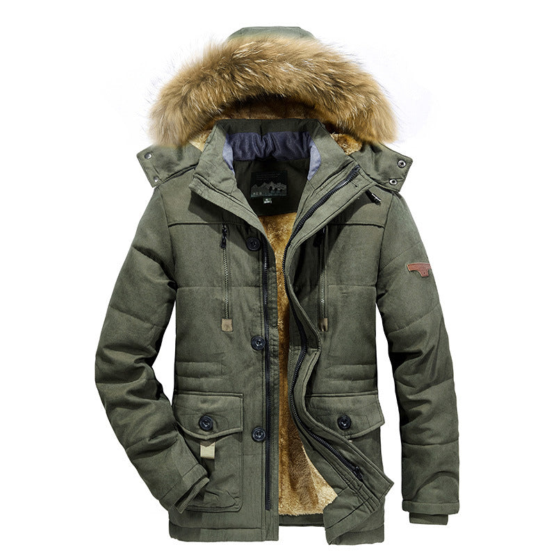 Herr Urban Quiltad Parka med Varm Teddyfoder och Utility Fickor