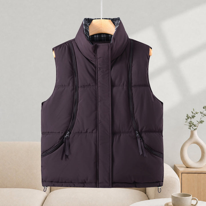 Dam Sleeveless Thermal väst med High Stand krage och Visible Vertical Zippers