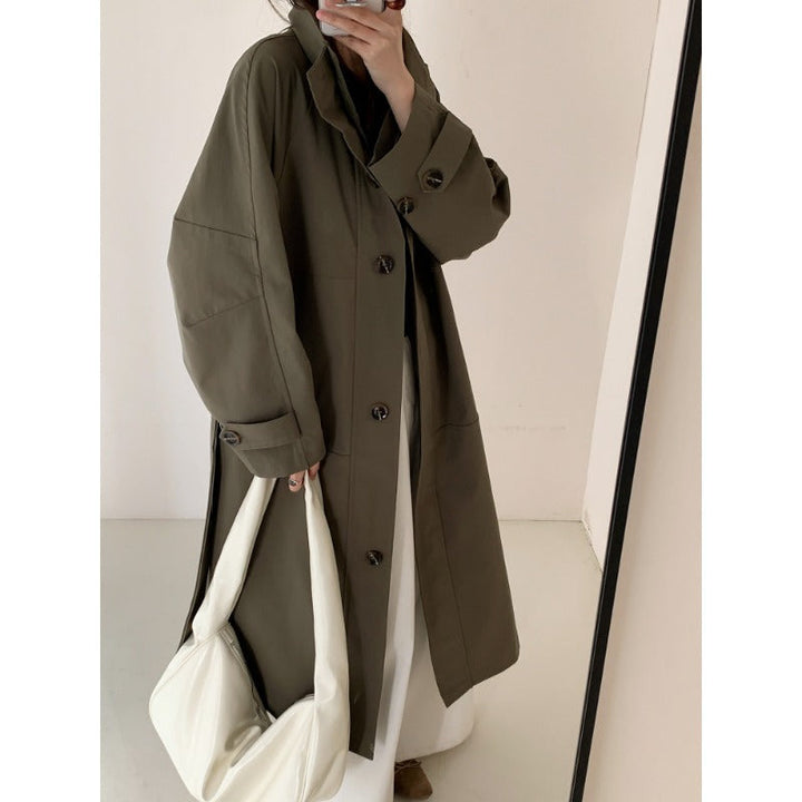 Dam lätt oversize trenchcoat med Stand krage och stor fickor