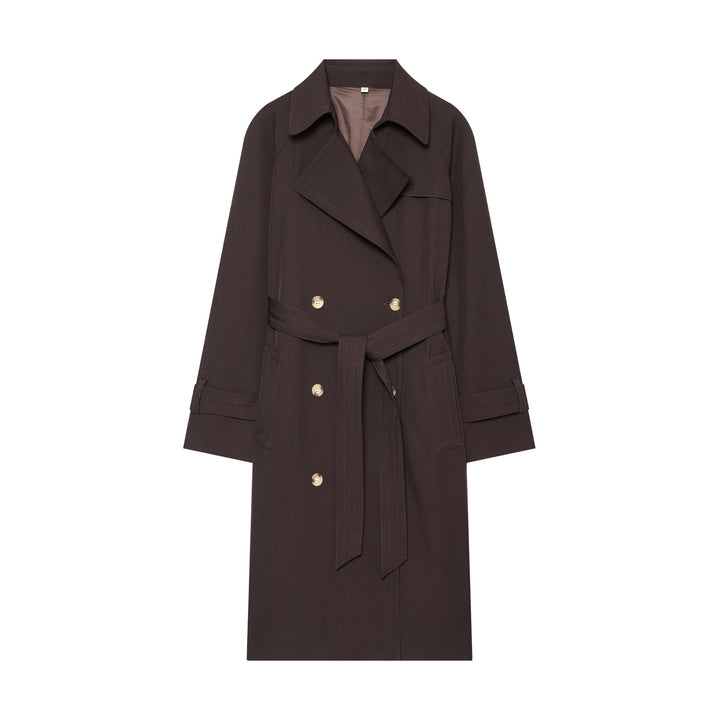 Dam Double-Breasted Tailored Trenchcoat med Tie Belt och Dropped Shoulders