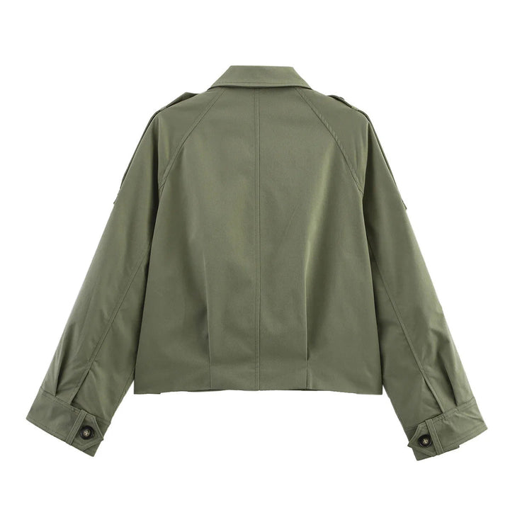 Dam kort utility blousonjacka med patch flap fickor och epaulettes