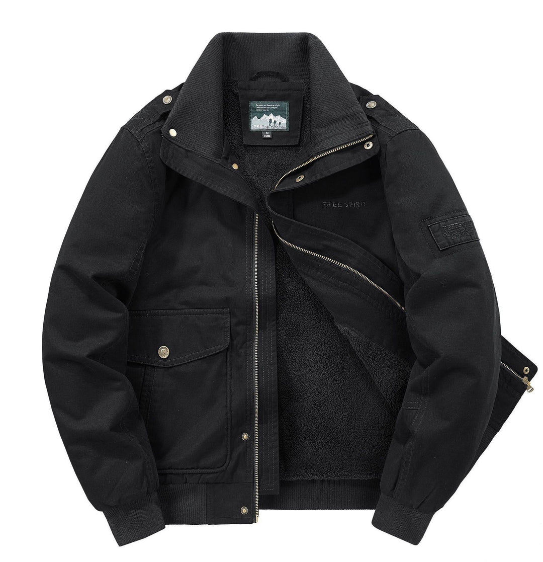 Herr Insulated Fält Blouson med Full Teddy Fleecefoder, Dold Zip Fram och Utility Fickor