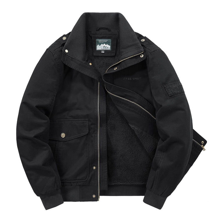 Herr Insulated Fält Blouson med Full Teddy Fleecefoder, Dold Zip Fram och Utility Fickor