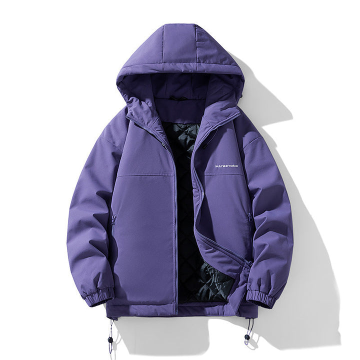 Herr vattenavvisande vadderad med huva jacka med thermos quiltat foder