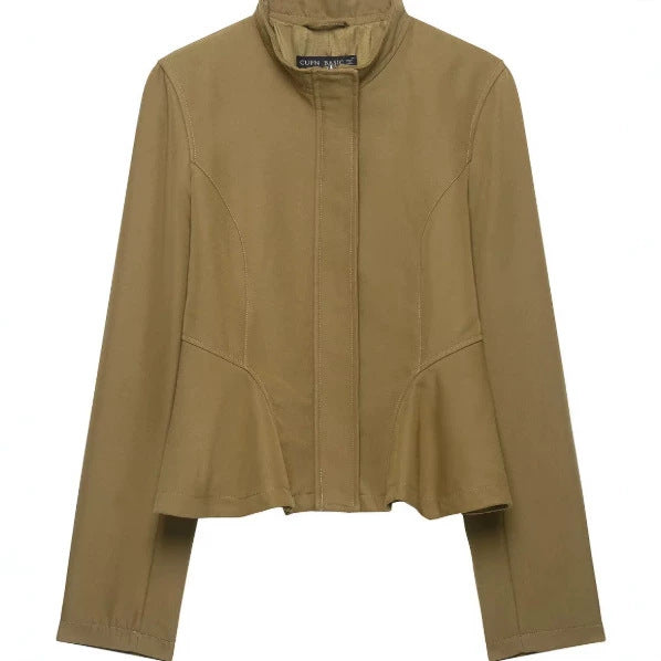 Dam Tailored Kort Jacka med Peplum och Stå Krage