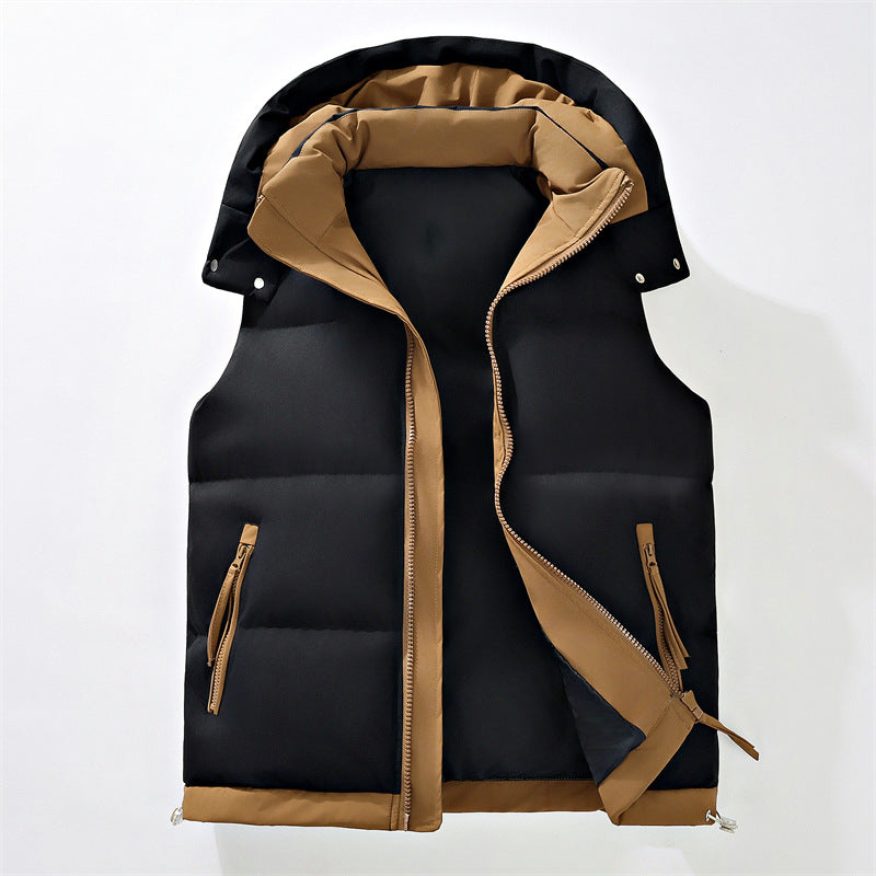 Dam urban puffer väst med detachable huva, kontrasterande kant och concealed two-way dragkedja