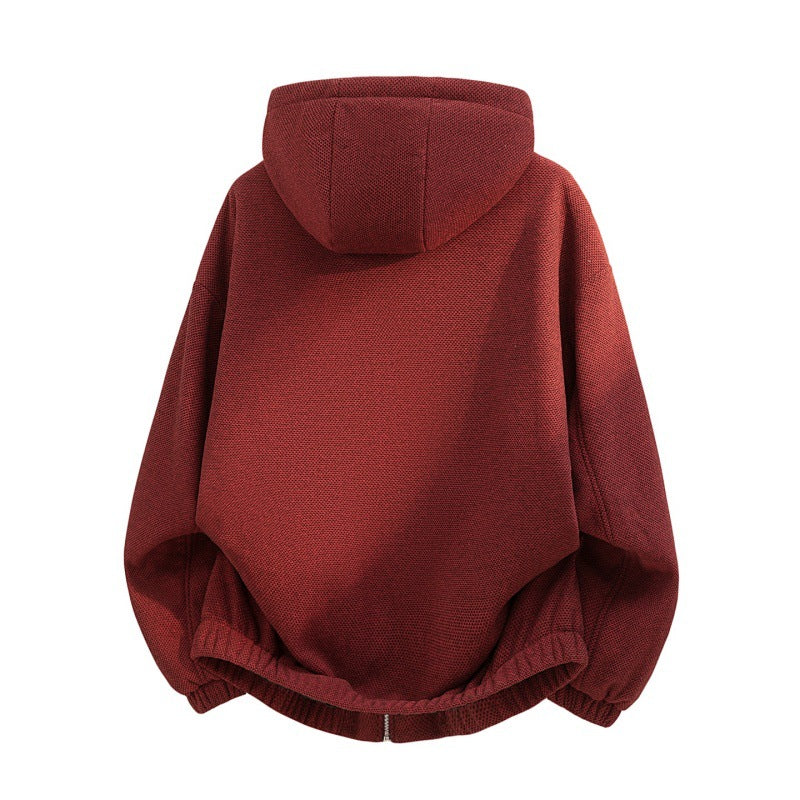 Dam oversized fleecejacka med huva och rutig innerfoder