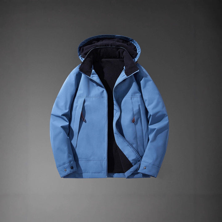 Men Vattenavvisande Multi-Pocket Jacka med Huva och Fleecefoder