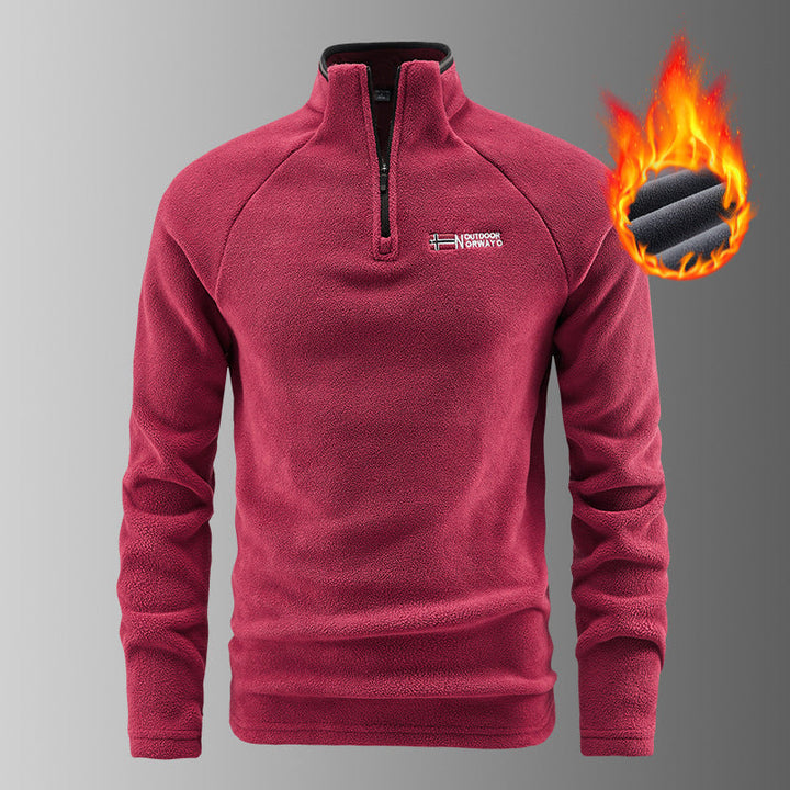 Herr Värmande Microfleece Pullover med Halv Dragkedja, Ergonomic Raglanärmar, och Mysig Interior Structure