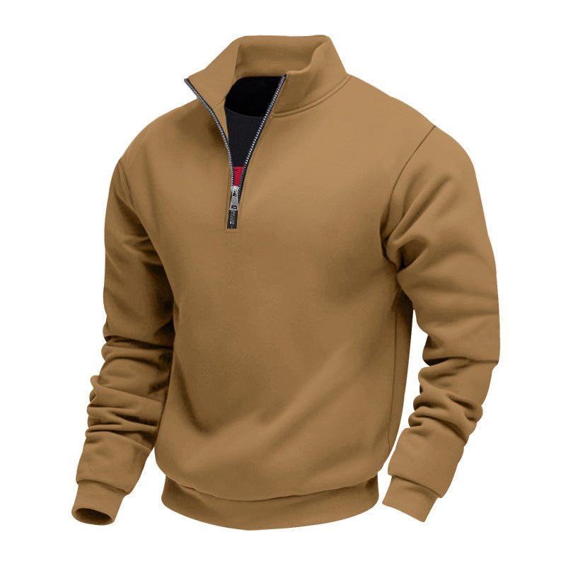 Herr Lätt Fleece Pullover med Ståkrage och Halv-Length Dragkedja