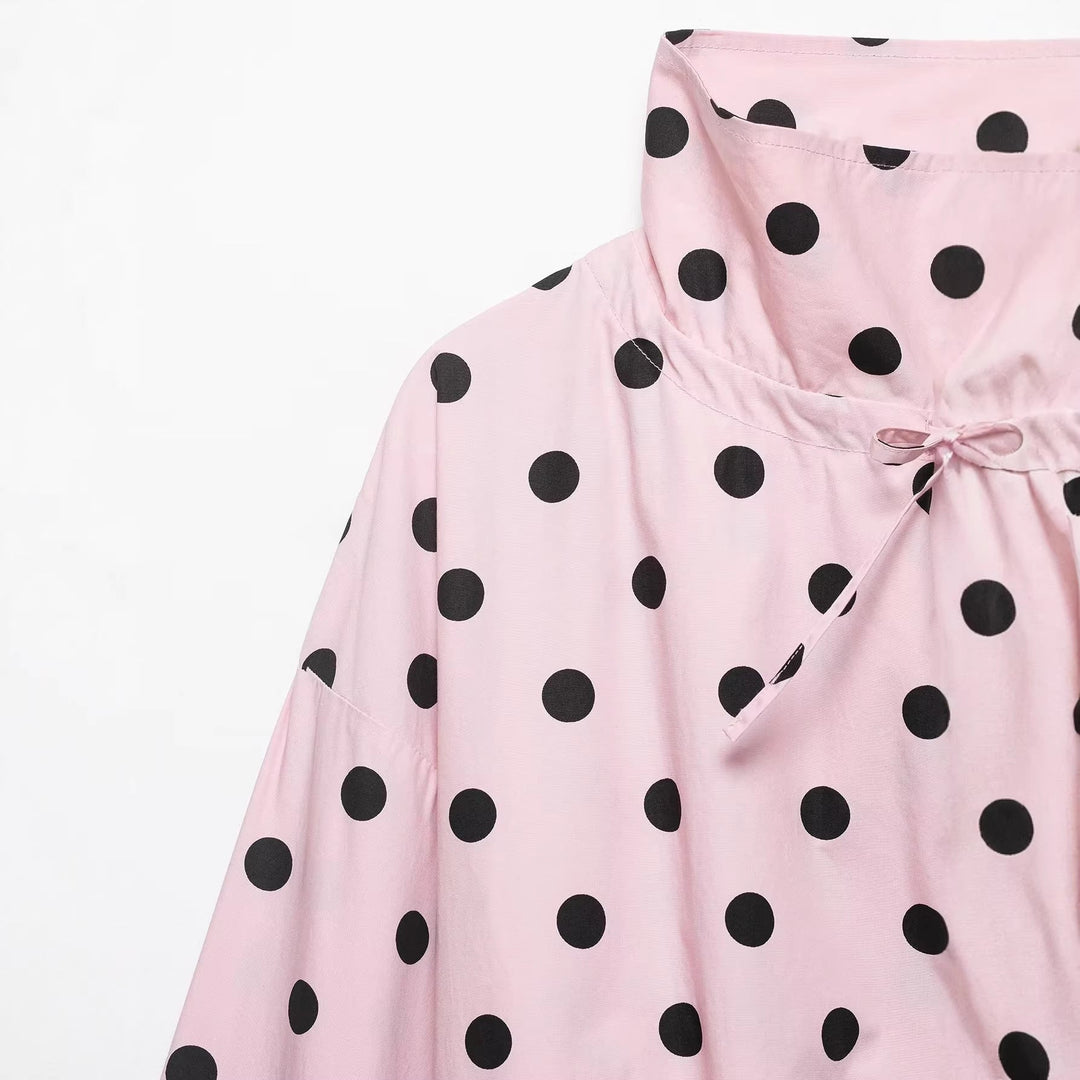Dam Prickig Prick Kort Övergångsjacka med Hög Stå Krage, Drawstring och Oversize Ärmar