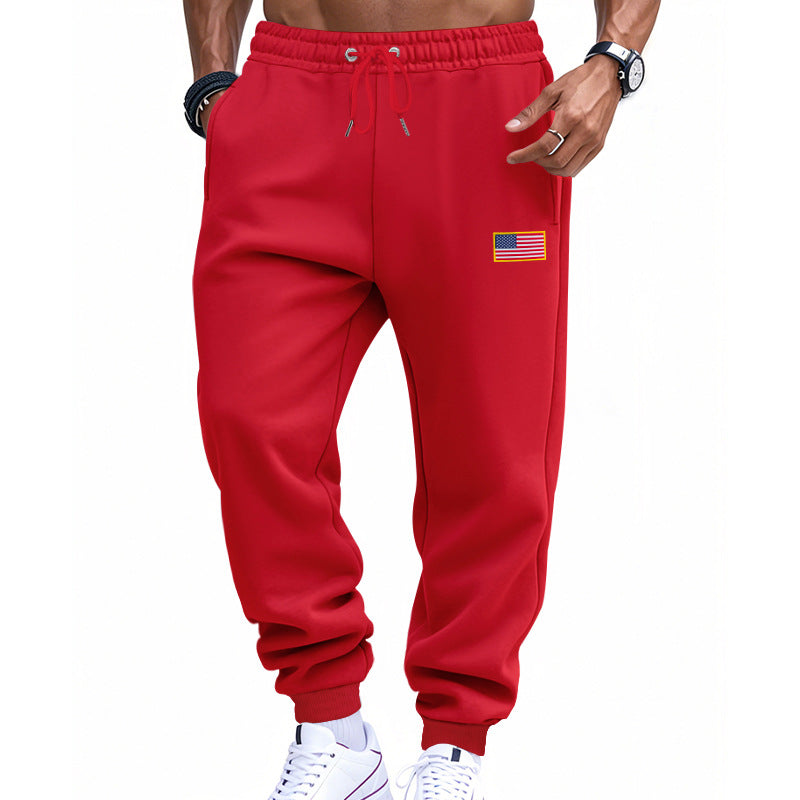 Herr Smal-Passform Mjukisbyxor med Tapered Leg, Elastic Dragsko Waistband, och Discreet Flag Application