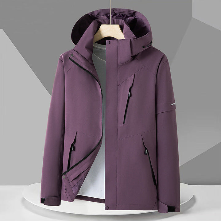 Herr vattenavvisande softshell utomhusjacka med huva, flera fickor med dragkedja och Contrasting Paneler