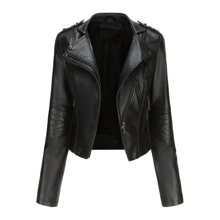 Dam Stilren Biker Jacka med Asymmetrical Dragkedja och Detail Sömmar