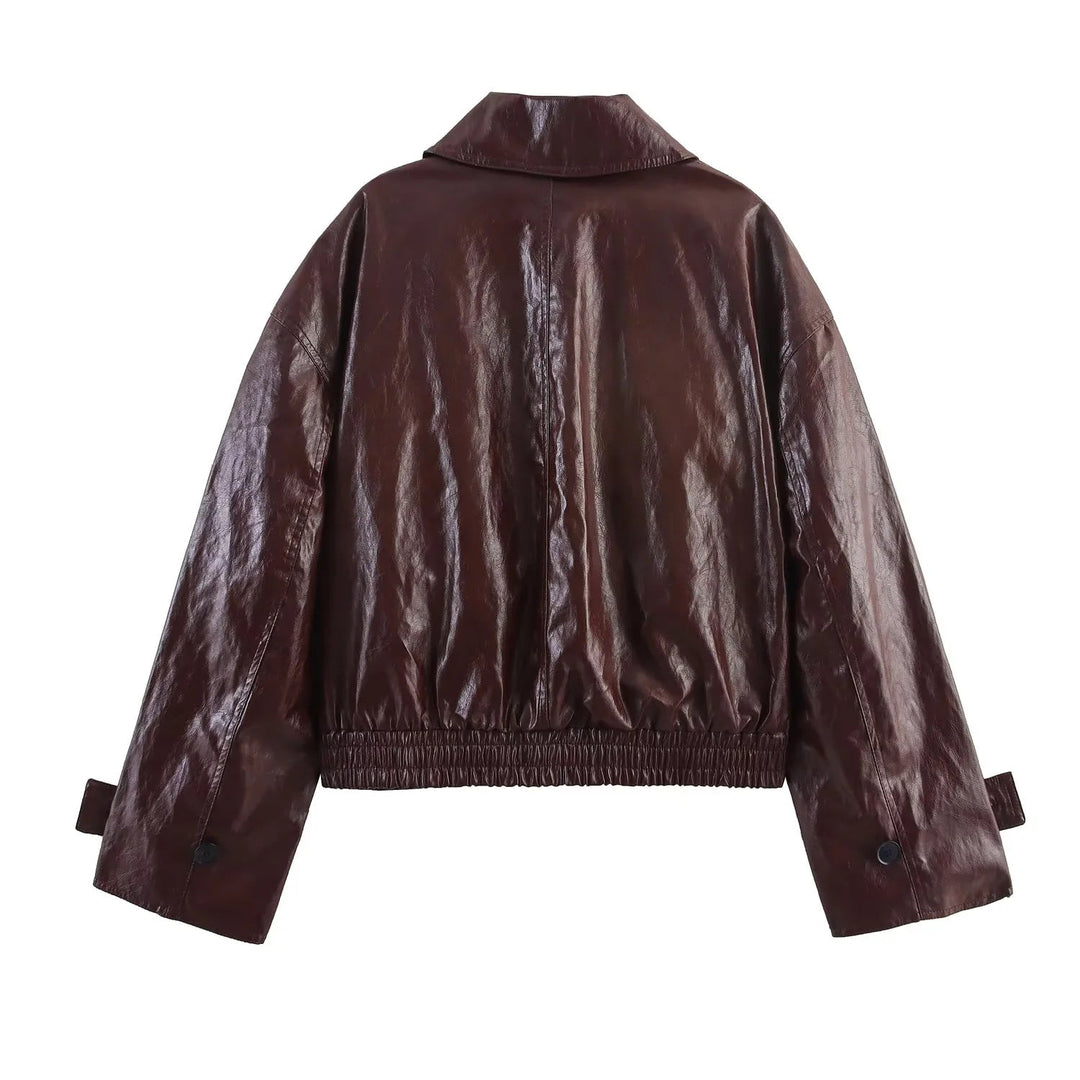 Dam cropped trenchcoat i oversized look tillverkad av vegan läder