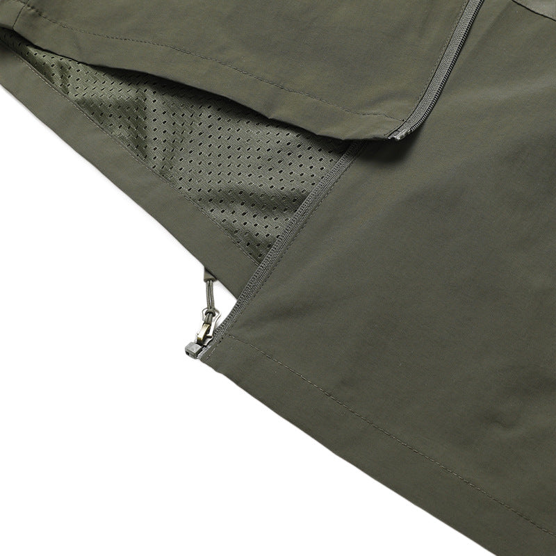 Herr Ultralight Allväders Utomhus Jacka med Huva Andningsbar Mesh Foder och Zippered Fickor