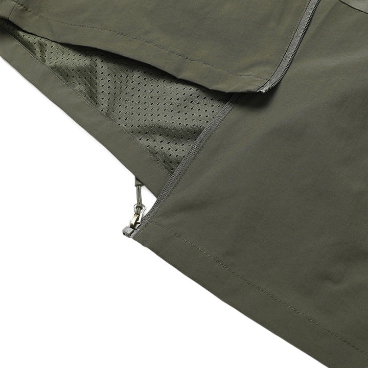 Herr Ultralight Allväders Utomhus Jacka med Huva Andningsbar Mesh Foder och Zippered Fickor