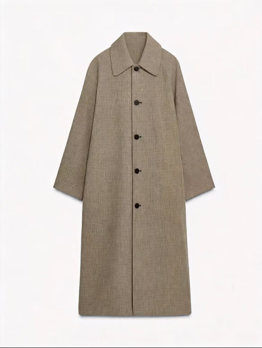 Dam Longer Minimalistisk Trenchcoat med Rutig Foder