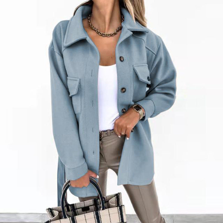 Dam oversize skjortjacka med Flap fickor