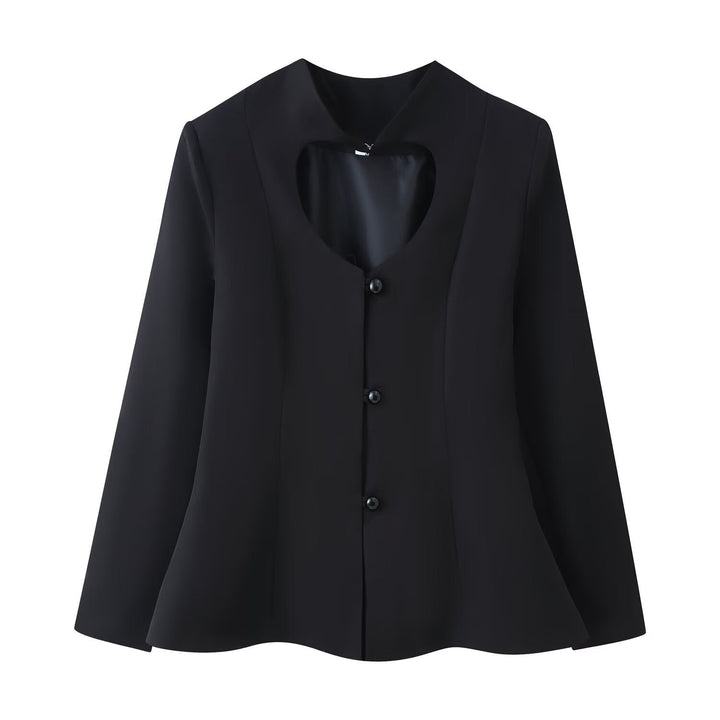 Dam Kort Tailored Jacka med Heart-Shaped Skärning-Out och Peplum