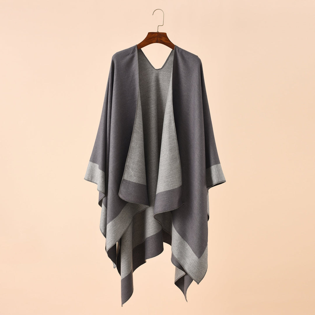 Dam Reversible poncho-Cape tillverkad av Cashmere Blend med oversized skärning