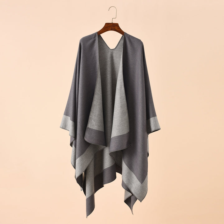 Dam Reversible poncho-Cape tillverkad av Cashmere Blend med oversized skärning