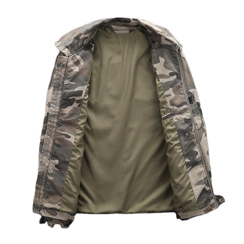Herr Funktion Blouson i Camouflage Mönster med Dragkedja och Arm Dragkedja Ficka