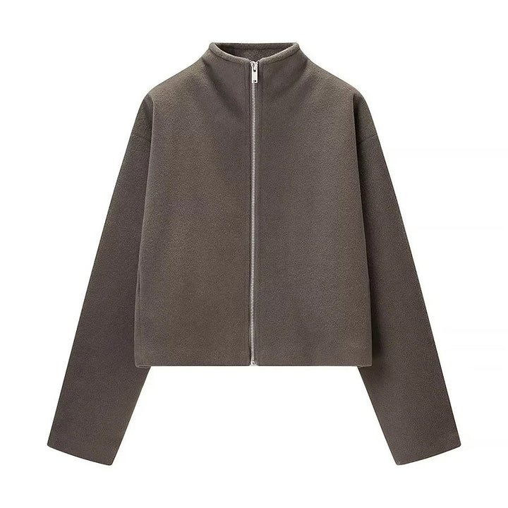 Dam kastiger med dragkedja fleece kofta med ståkrage och clean minimal design