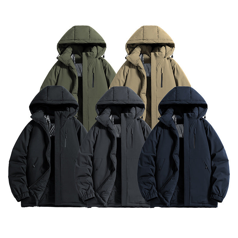 Herr teknisk quiltad parka med huva, Termo Isolering och Bröst Dragkedja Ficka