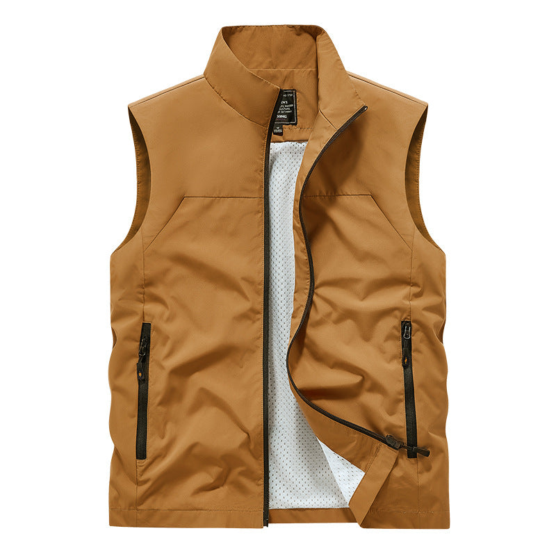Herr Andningsbar Utility Väst med Mesh Foder, Vind och Water Repellent Exterior och Zippered Fickor
