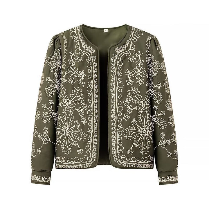 Dam Open blazer jacka med blommig Allover tryck, Round Neckline och Feminine passform