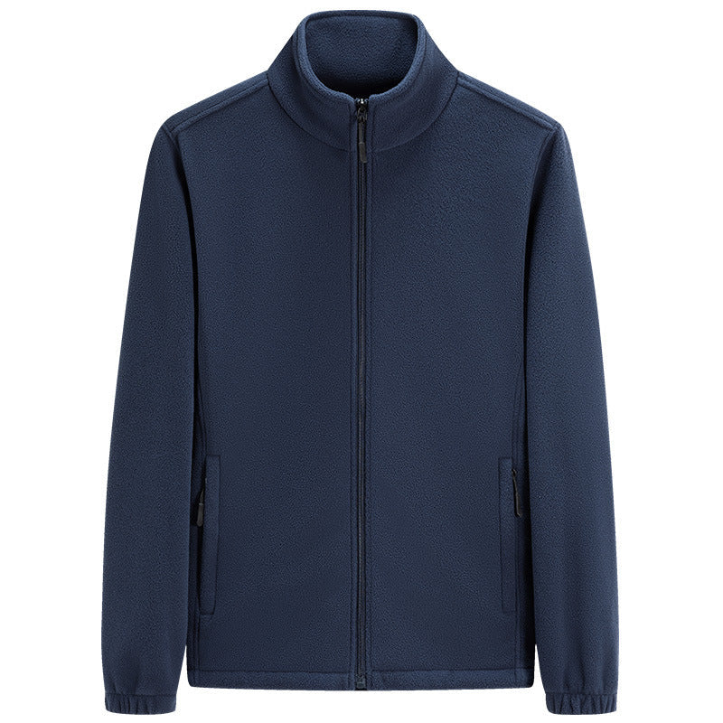 Unisex Lätt Fleece Dragkedja Jacka med Standing Krage, Elastic Muddar &amp; Clean Design