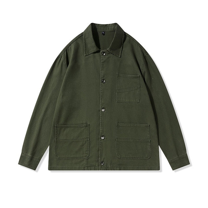 Unisex Oversize Work Jacka i Skjortjacka Stil Tillverkad av Canvas med Patch Fickor