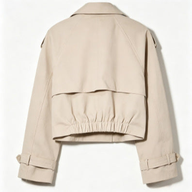 Dam kort skärning trenchcoat med Double-Breasted knappslå och Epaulettes