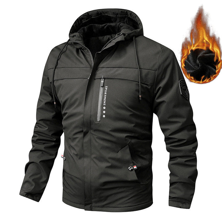 Herr Nano Water-Repellent Vadderad Thermo Luvtröja Jacka med Fleece Foder och Concealed Fickor med Dragkedja