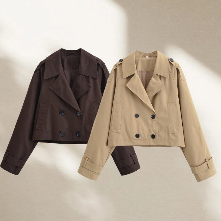 Dam Kort Dubbel-Breasted Trench Jacka i Kort Workwear Look