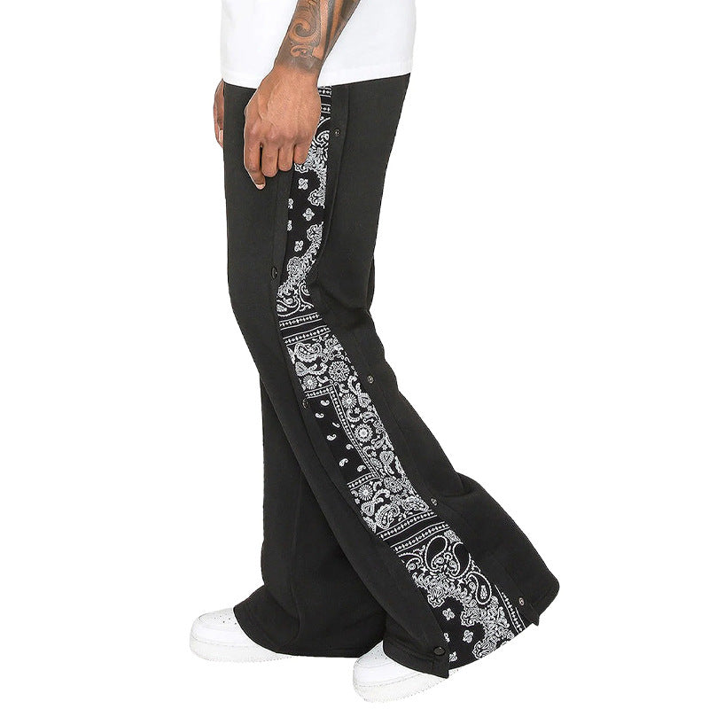 Herr Mjukisbyxor med Side Tryckknappsslå och Bandana Side Insert