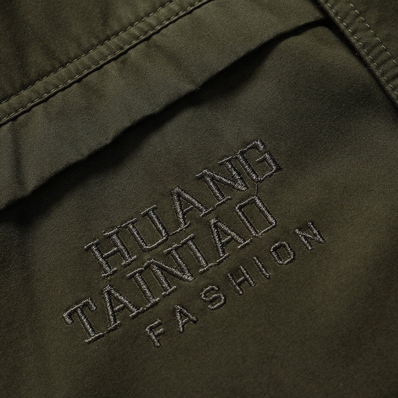 Herr Canvas Militär Parka med Teddyfoder, Huva, och Multifunctional Fickor