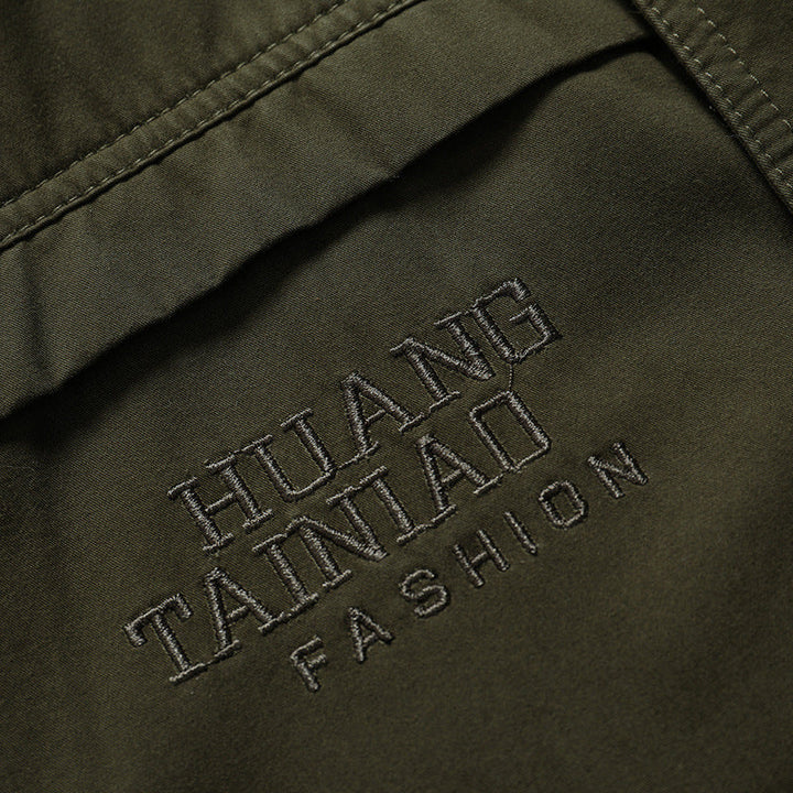 Herr Canvas Militär Parka med Teddyfoder, Huva, och Multifunctional Fickor